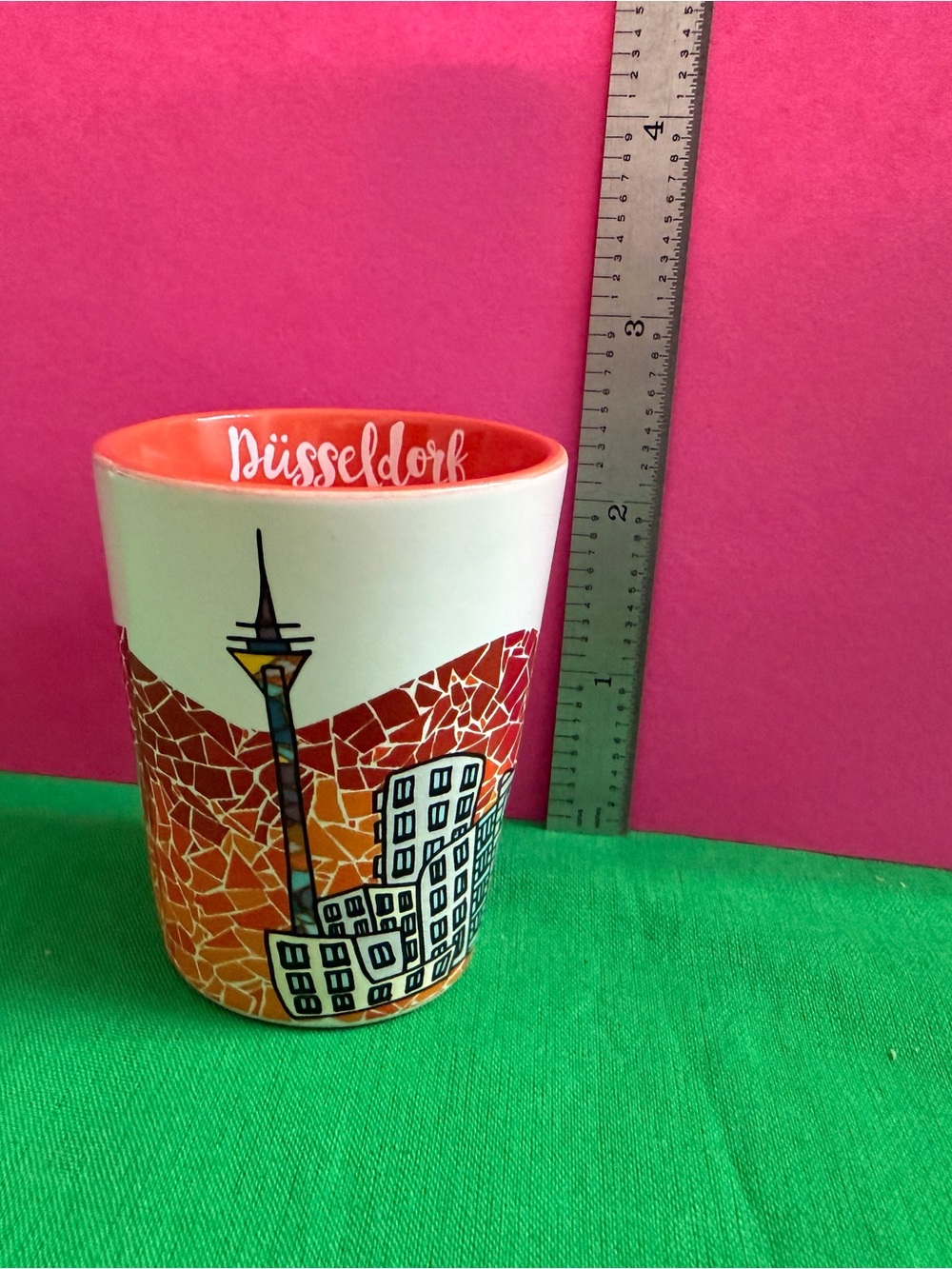 Düsseldorf Ceramic Souvenir Espresso Glass - Orange Interior